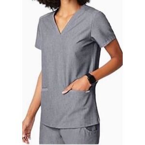 FIGS Casma Three Pocket Scrub Top Womens Graphite Size Medium